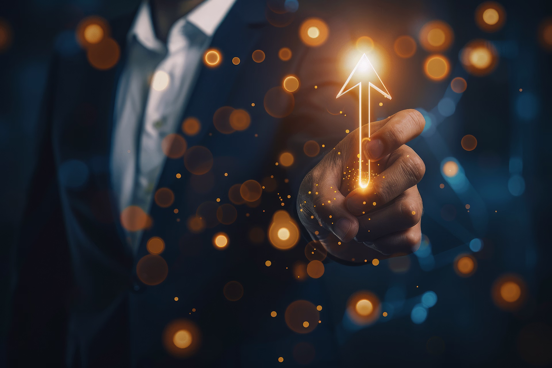 businessman-holding-glowing-arrow-representing-growth-success - Portugal Explorer - Portugal Explorer