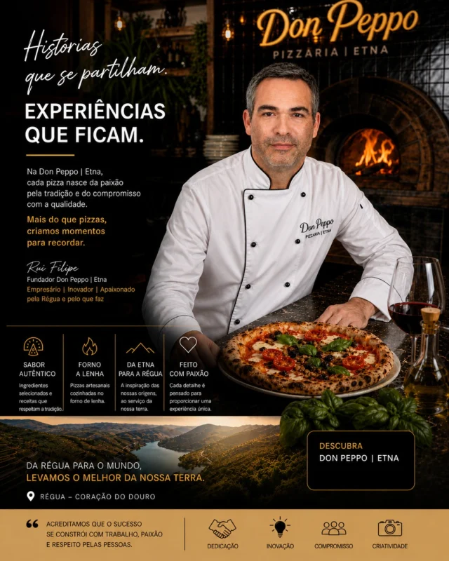 O destaque desta semana vai para A pizzaria Don Peppo.
Experiências que ficam.
Na Don Peppo cada pizza nasce da paixão pela tradição e do compromisso com a qualidade.
#ComércioLocal #MaisClientes #RegiãoDoDouro #Douro #Empreendedorismo #portugalexplorer #PesoDaRegua #EmpresasLocais #dourovalley #DonPeppo