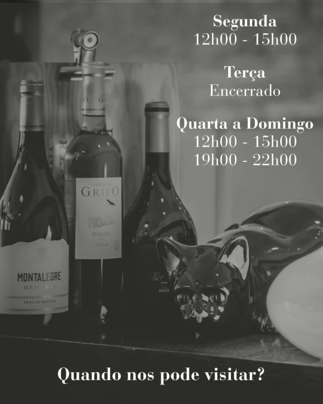 Por mais que gostassemos de vos ter sempre as portas abertas, vocês também merecem descanso 🤭

De segunda a domingo, com exceção da terça-feira, estamos aqui para si 📅

#GatoPreto #PesodaRegua #Restaurante #GastronomiaPortuguesa #Douro #HorariodeFuncionamento #Reserve #ComercioLocal