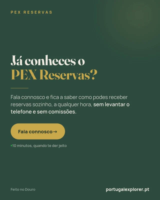 Já conheces o PEX Reservas?
É uma forma simples de o teu restaurante receber reservas sozinho, a qualquer hora do dia ou da noite, mesmo com a casa fechada. O cliente marca em segundos, tu recebes a confirmação e tens tudo organizado num painel só teu. 
Sem telefonemas a meio do serviço, sem comissões por reserva.
Foi feito cá, no Douro, para restaurantes como o teu e já está a trabalhar em casas aqui da região.
Se tens curiosidade, fala connosco. Mostramos-te como funciona em 10 minutos, quando te der jeito e ficas a decidir com calma. #DouroValley #PEXReservas #EmpresasLocais #PesoDaRegua #Douro #GestãoDeRestaurantes #Trabalho #TransformaçãoDigital #Reservas #Restauração #GastronomiaPortuguesa #PlataformaDigital #Restaurantes #ReservasOnline #Empresas #NegociosPortugal #TecnologiaParaRestaurantes 
#PEXReservas #Restauração #Reservas #Douro #PortugalExplorer