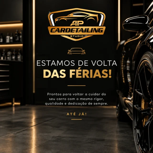ESTAMOS DE VOLTA! ✨

Depois de uns dias de pausa, a AP CarDetailing Studio está novamente de portas abertas e pronta para voltar a cuidar do seu automóvel ao mais alto nível. 🖤✨

Regressamos com a mesma paixão, atenção ao detalhe e compromisso com a qualidade que nos define.

O detalhe está de volta.
E o seu carro também merece.

📍 AP CarDetailing Studio
📲 Marca já o teu serviço.

#APCarDetailing #CarDetailing #DetailingAutomóvel #EstéticaAutomóvel #CarCare #DetailingPortugal #VilaReal #PremiumDetailing